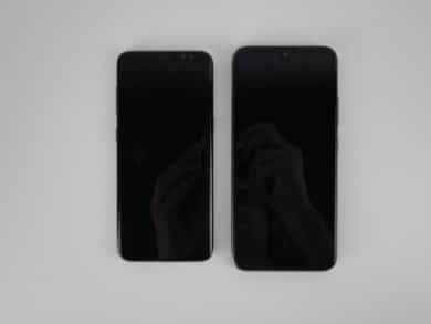 Vergleich Samsung Galaxy S8 (links) Gigaset GS190 (rechts)