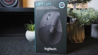 Logitech Lift Test: Verpackung der Logitech Lift Left