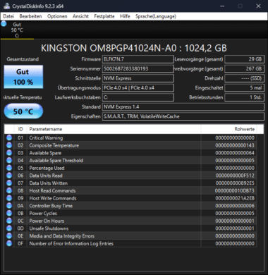 CrystalDiskInfo - Kingston SSD